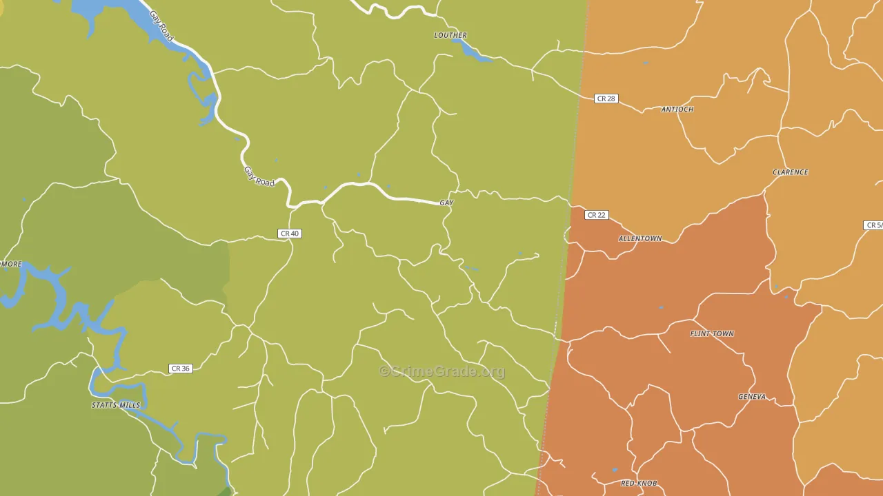 Gay, WV Map of Murder Rates