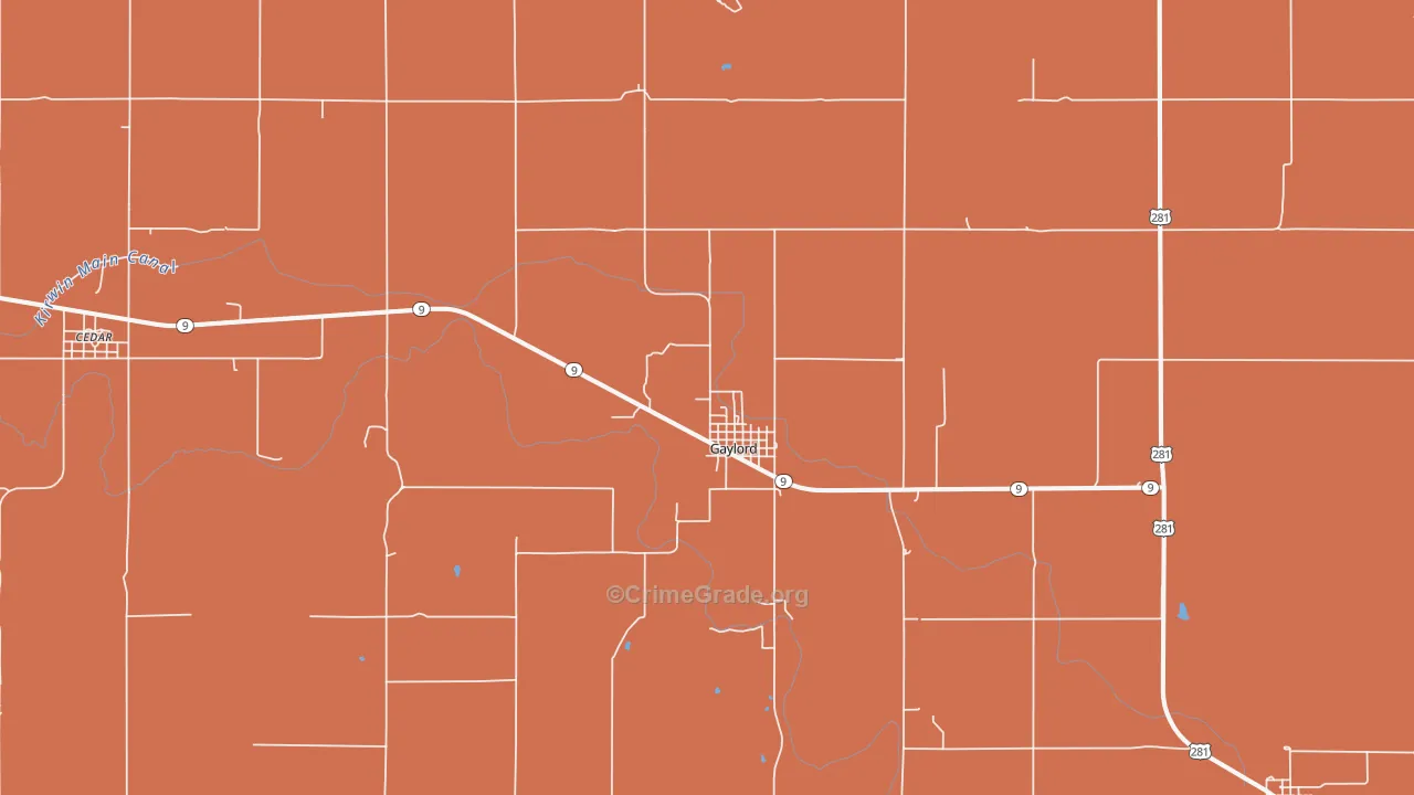 Gaylord, KS Map of Murder Rates
