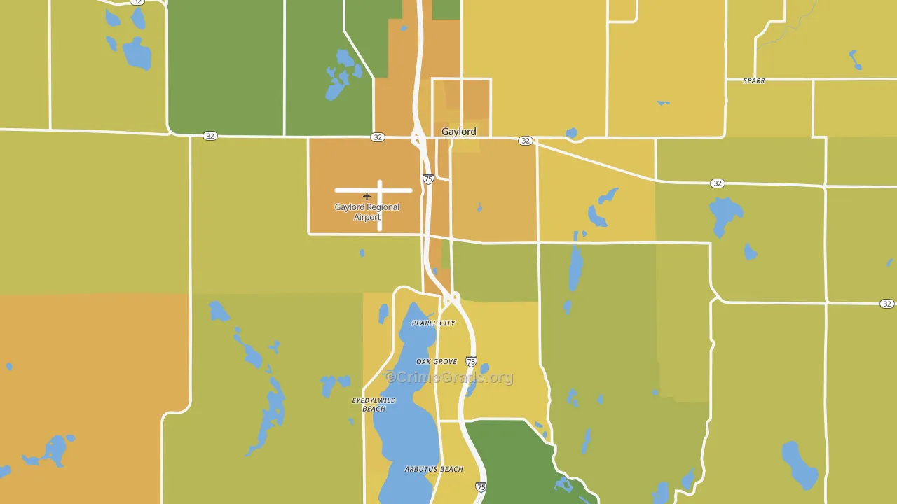 Gaylord, MI Map of Murder Rates