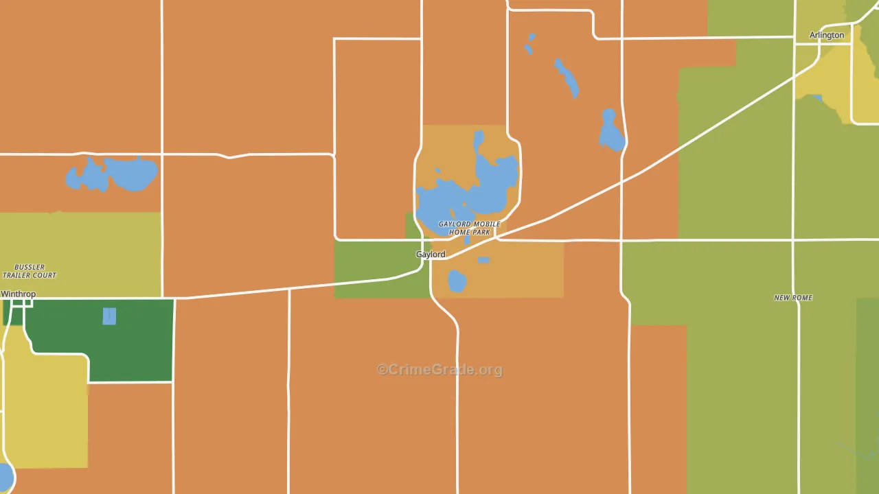 Gaylord, MN Map of Murder Rates