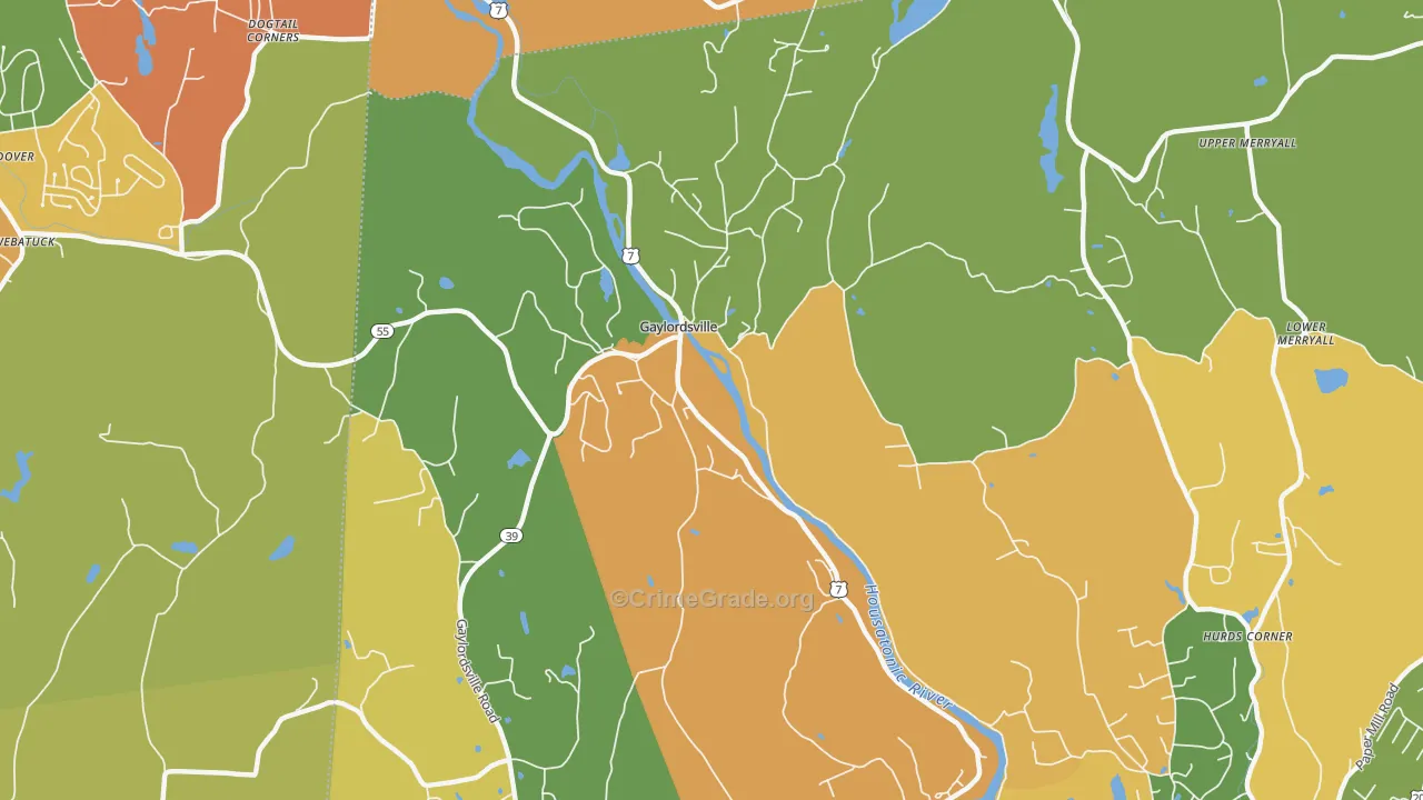 Gaylordsville, CT Map of Murder Rates
