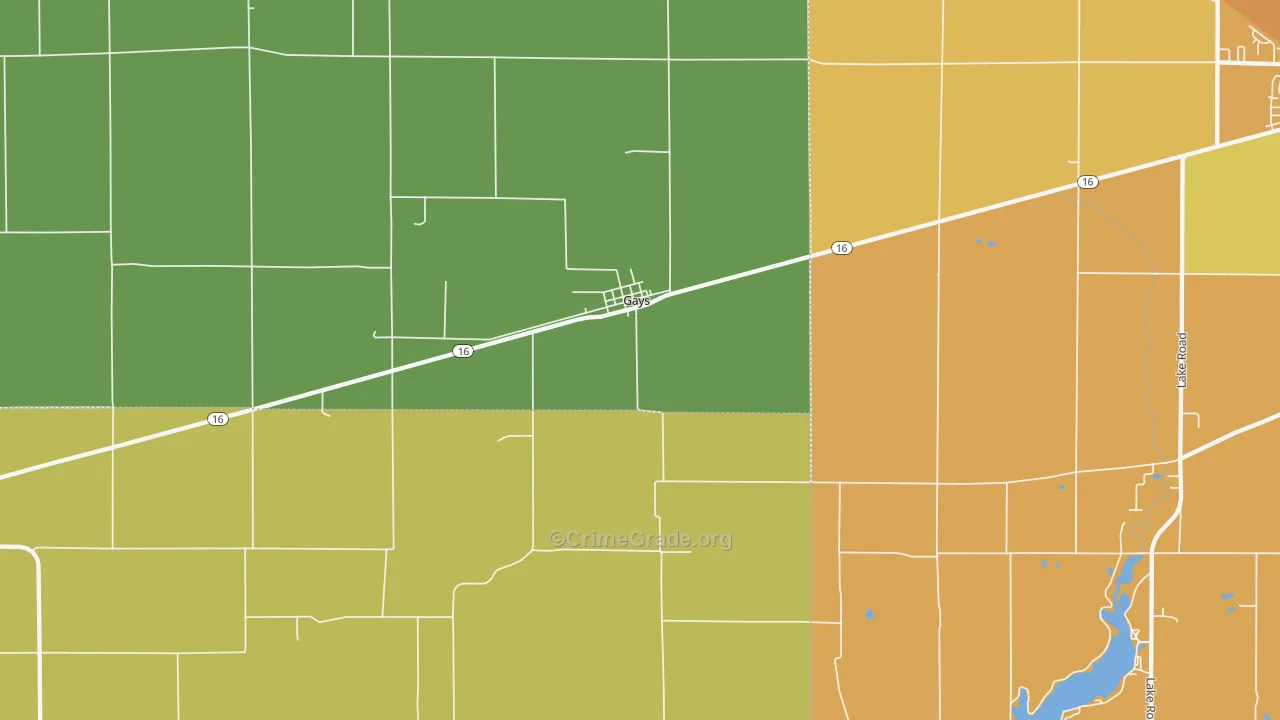Gays, IL Map of Murder Rates