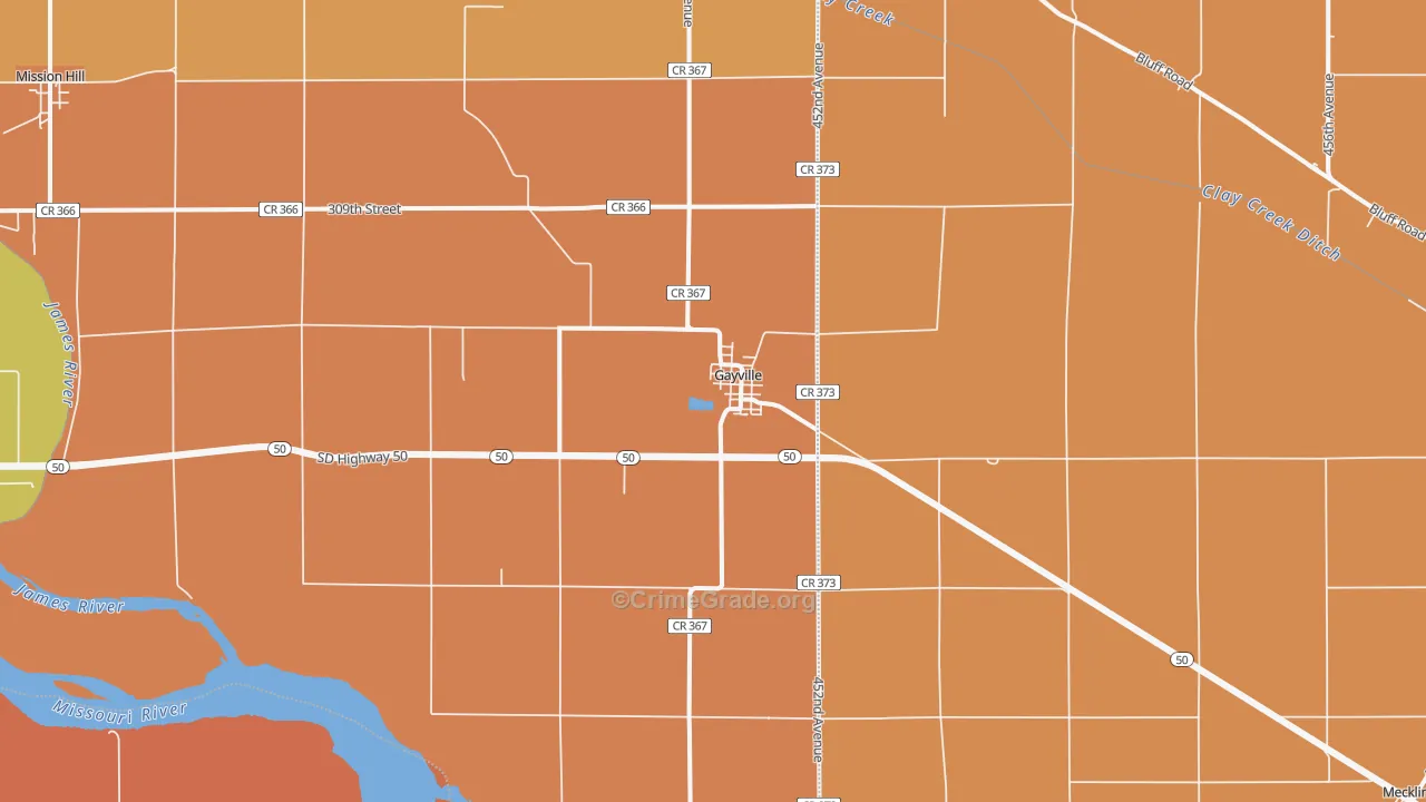 Gayville, SD Map of Murder Rates
