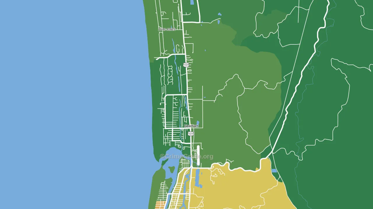 Gearhart, OR Map of Murder Rates