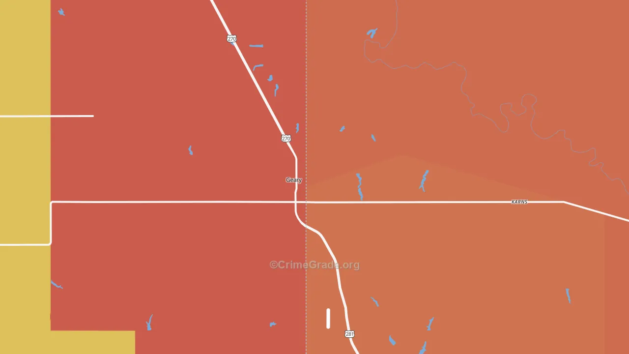 Geary, OK Map of Murder Rates