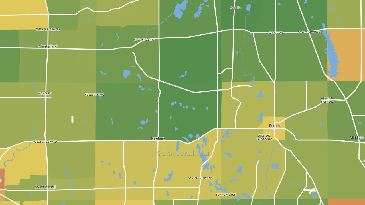 Geauga County, OH Map of Murder Rates