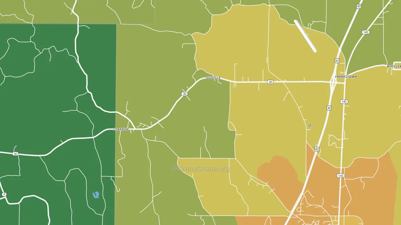Geeville, MS Map of Murder Rates