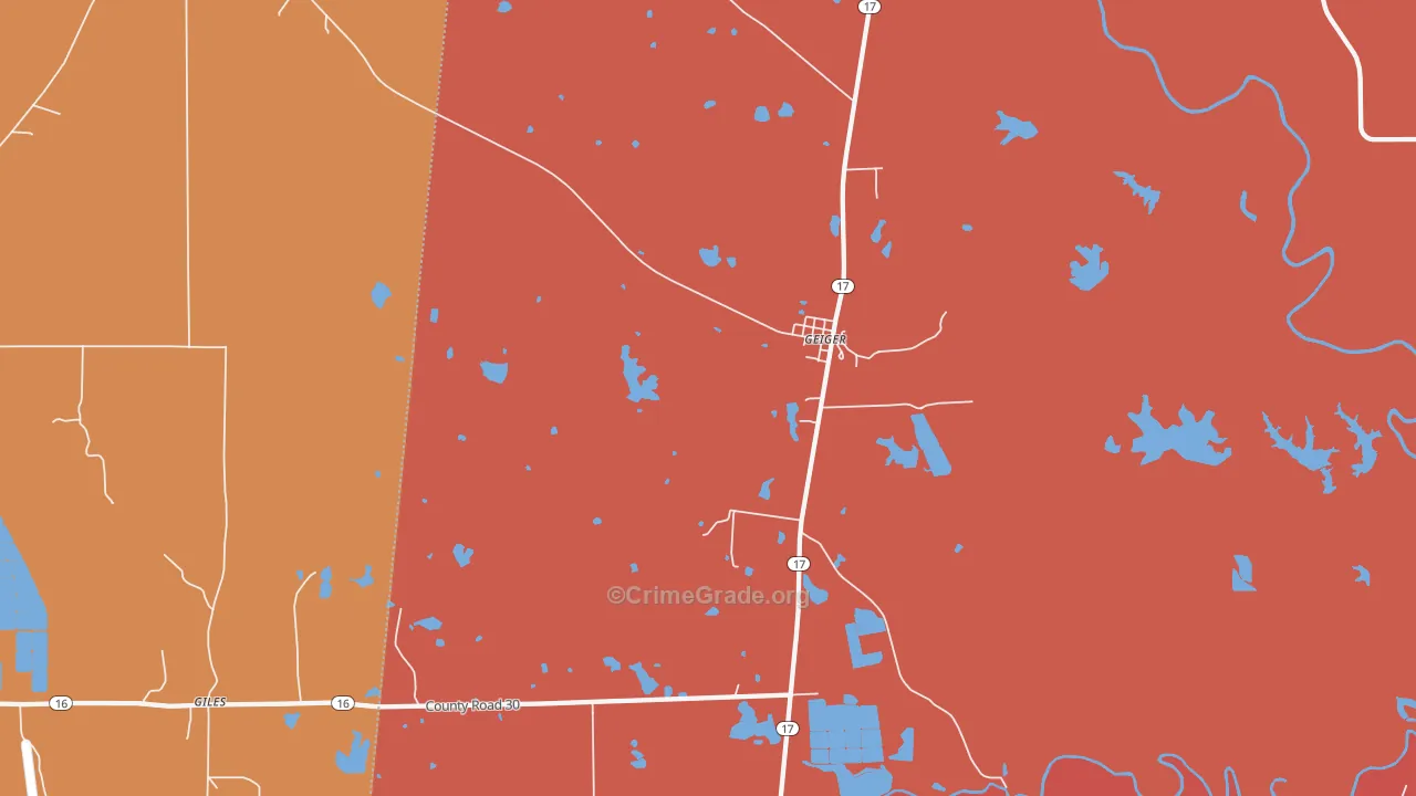 Geiger, AL Map of Murder Rates