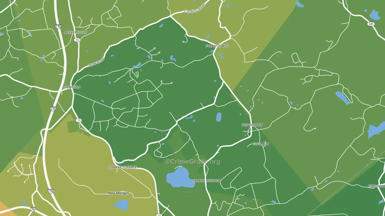 Geigertown, PA Map of Murder Rates
