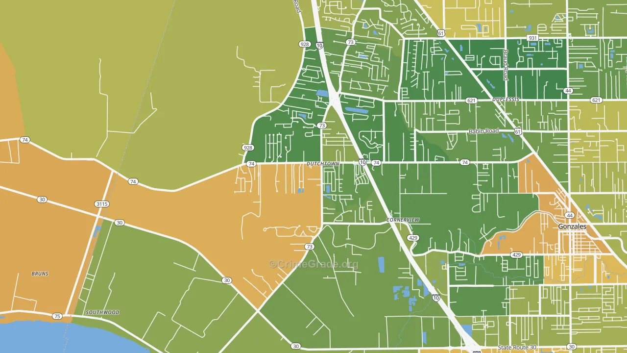 Geismar, LA Map of Murder Rates