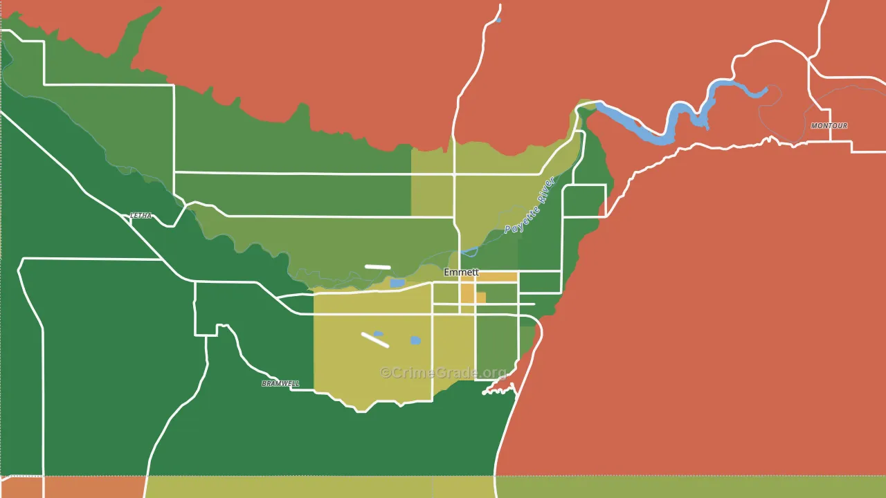 Gem County, ID Map of Murder Rates