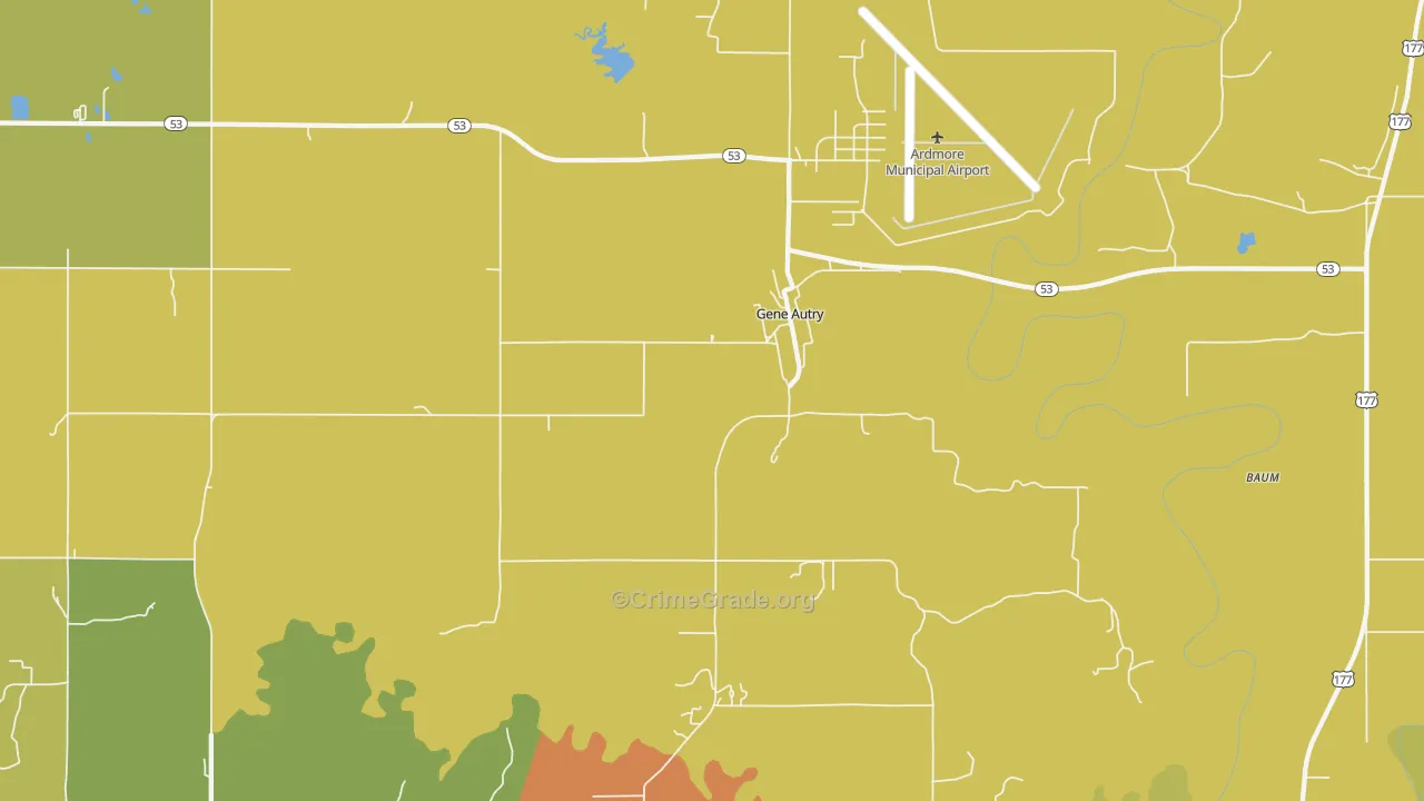 Gene Autry, OK Map of Murder Rates