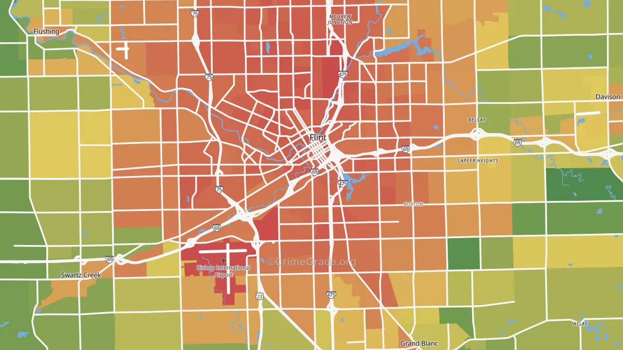Genesee County, MI Map of Murder Rates