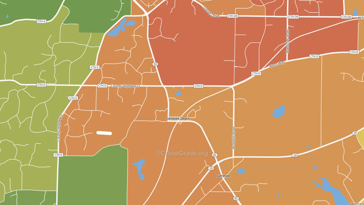 Genesee Depot, WI Map of Murder Rates