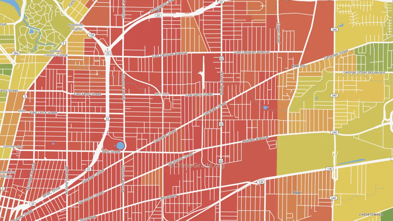 Genesee Moselle, Buffalo, NY Map of Murder Rates
