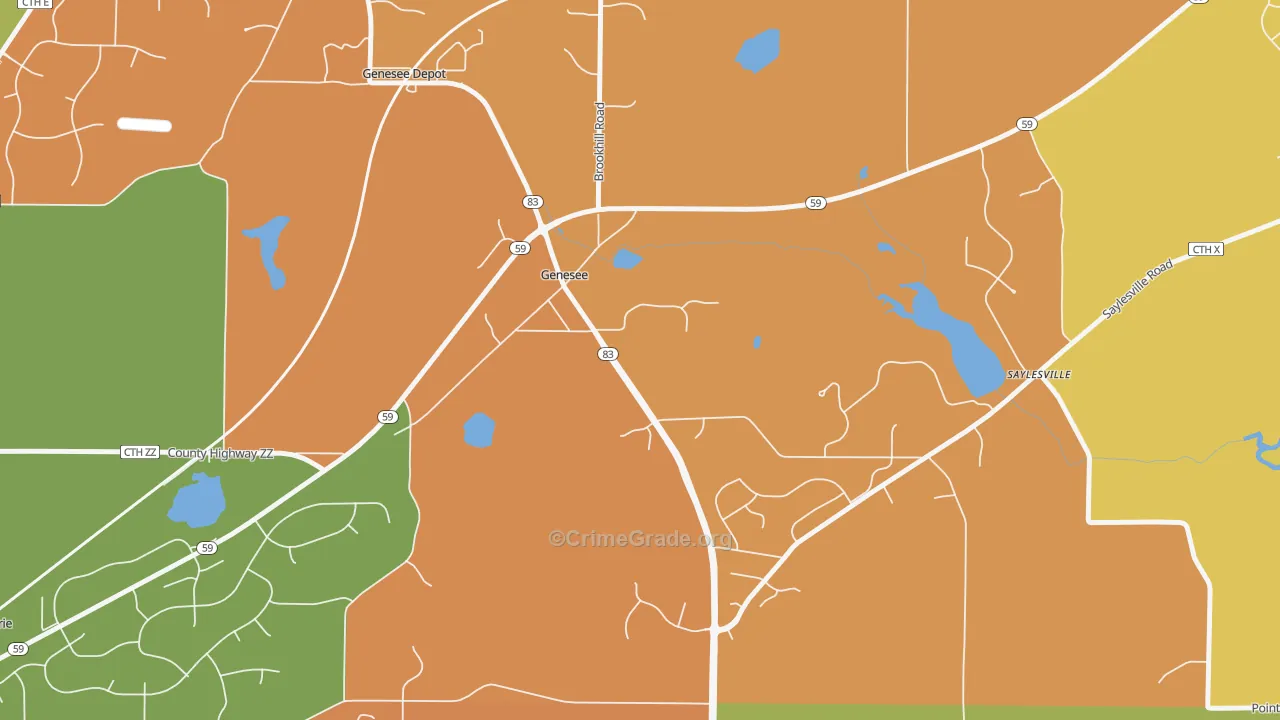 Genesee, WI Map of Murder Rates