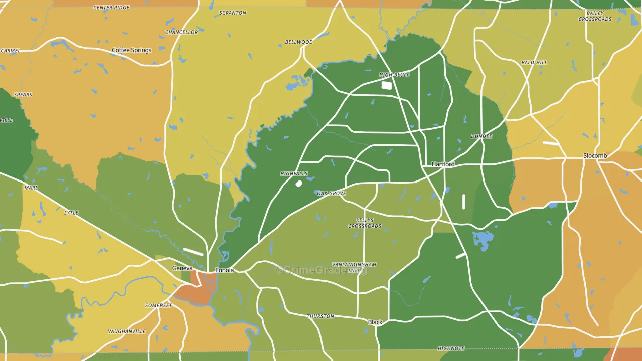 Geneva County, AL Map of Murder Rates