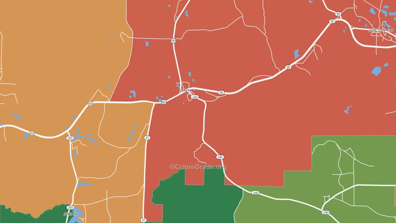 Geneva, GA Map of Murder Rates