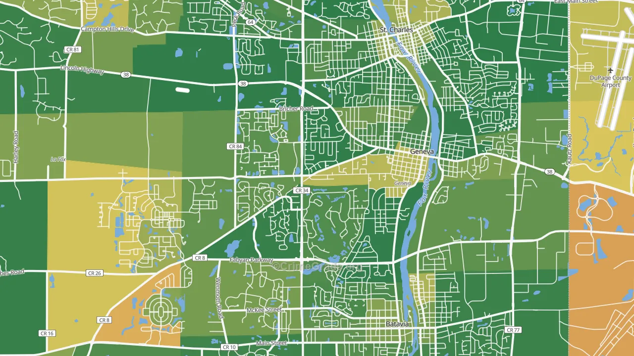 Geneva, IL Map of Murder Rates