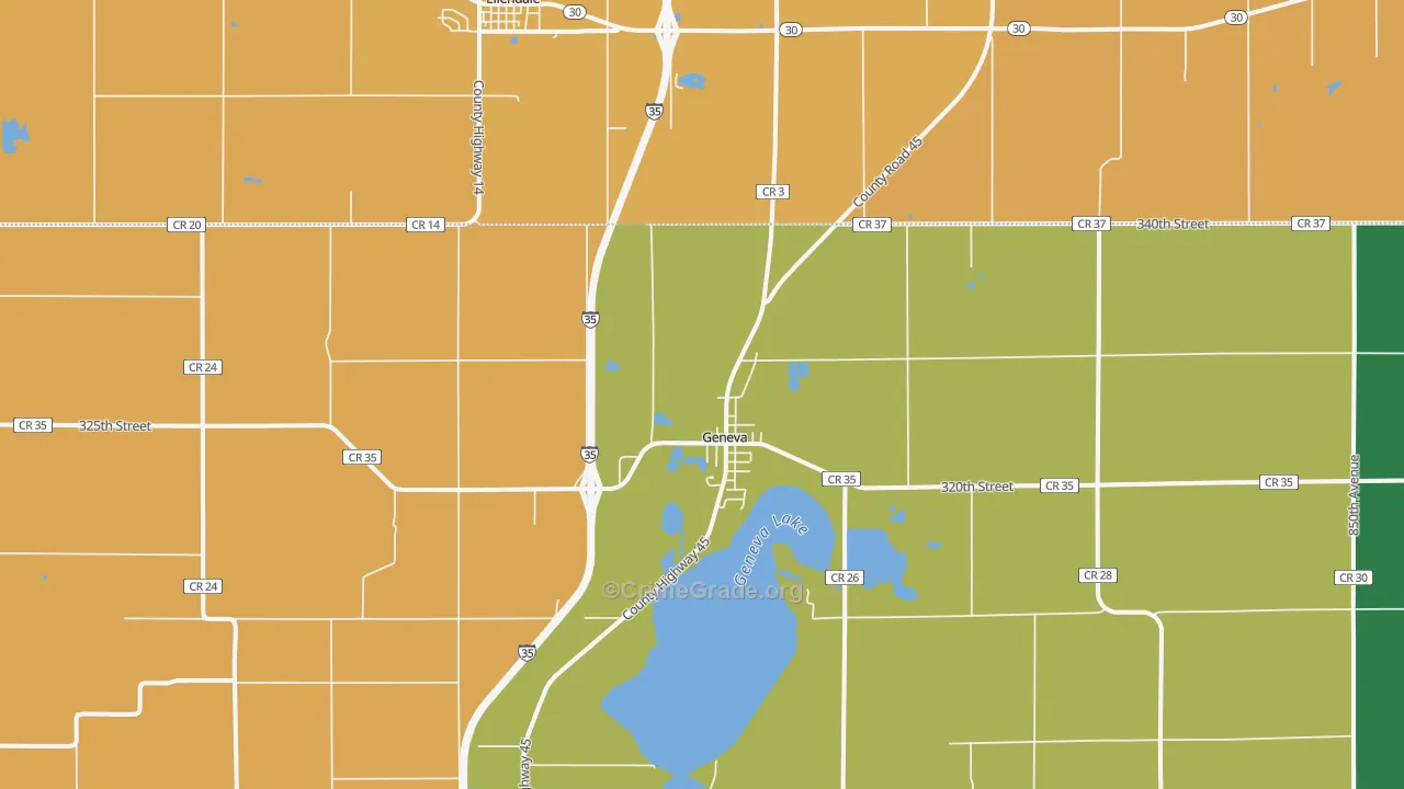 Geneva, MN Map of Murder Rates