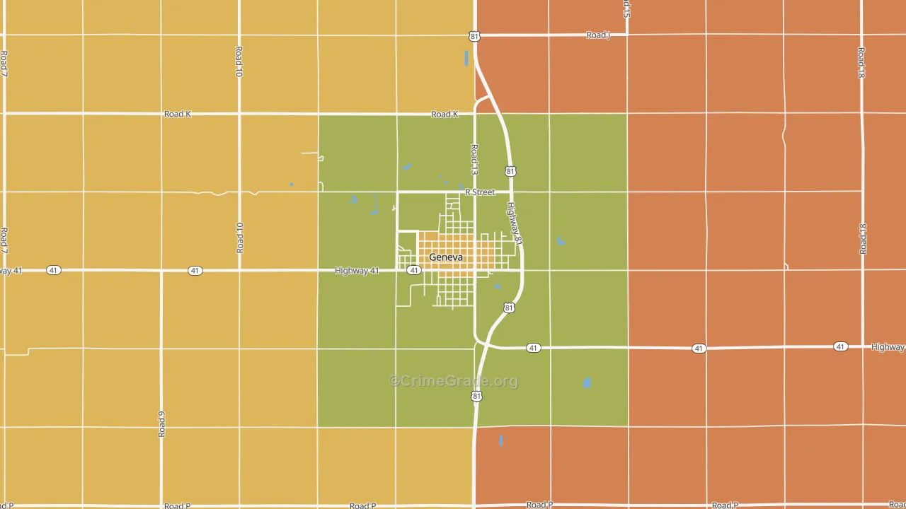Geneva, NE Map of Murder Rates