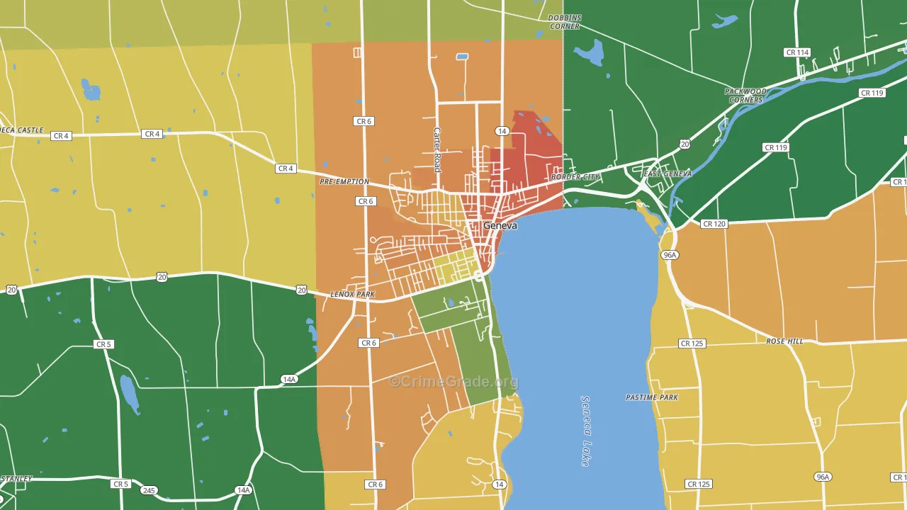 Geneva, NY Map of Murder Rates