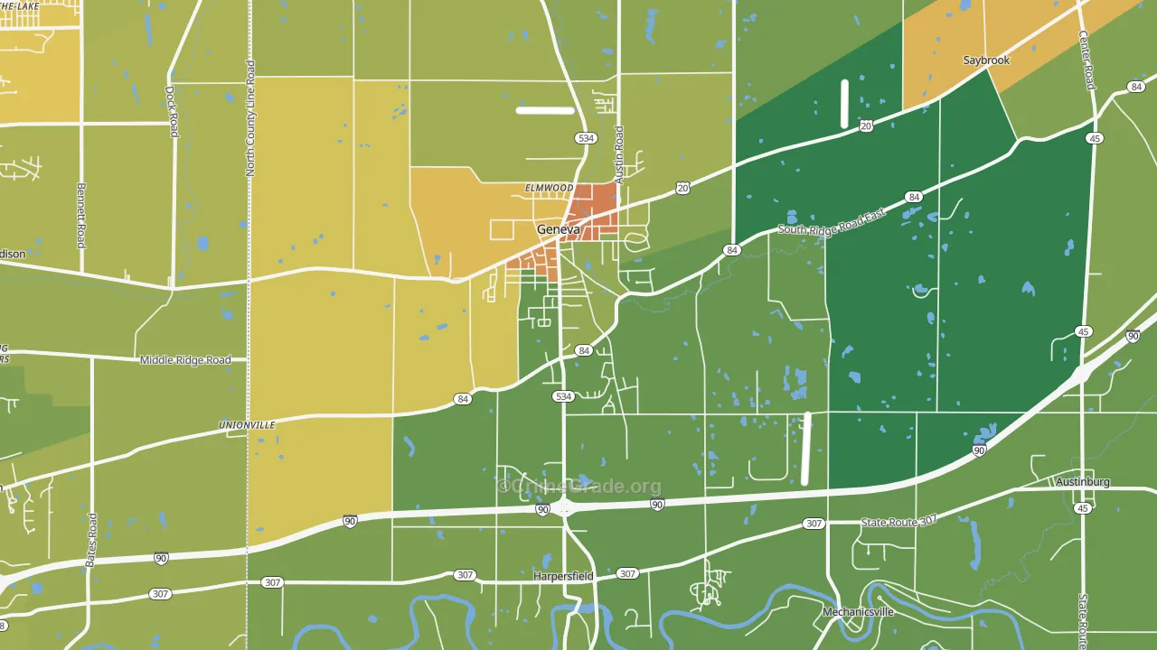 Geneva, OH Map of Murder Rates