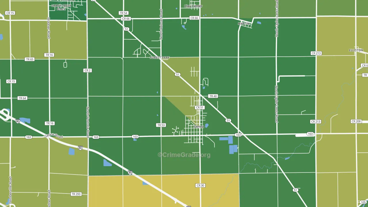 Genoa, OH Map of Murder Rates