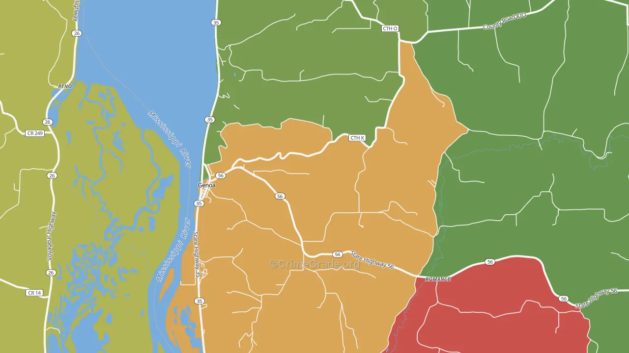Genoa, WI Map of Murder Rates