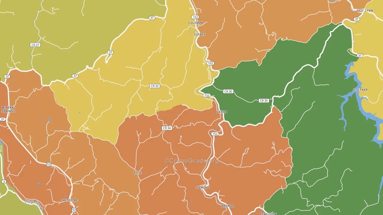 Genoa, WV Map of Murder Rates