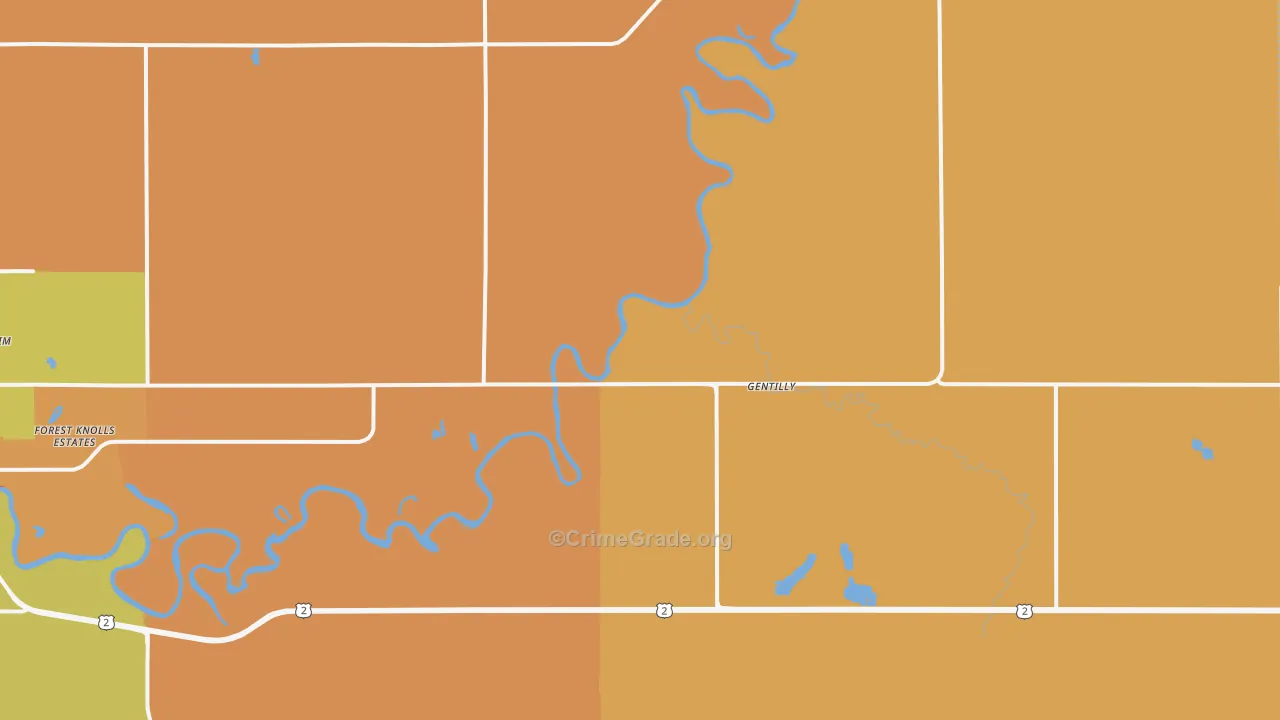 Gentilly, MN Map of Murder Rates