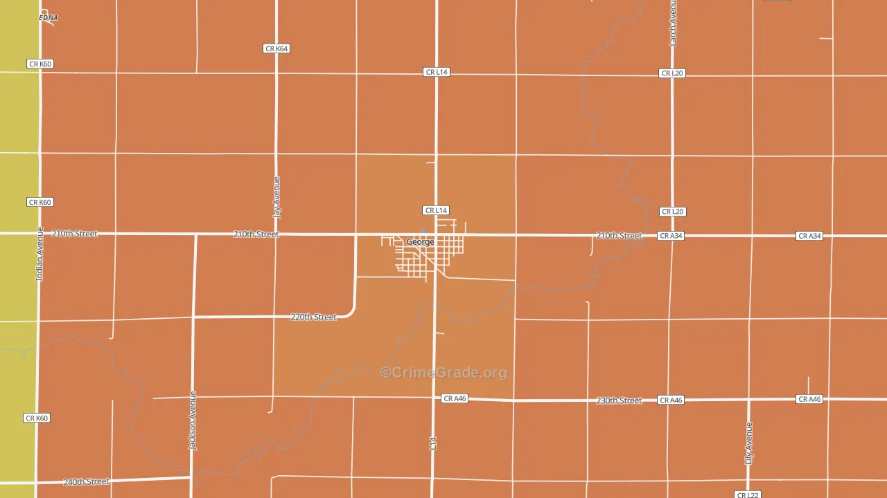 George, IA Map of Murder Rates