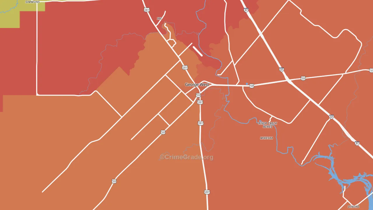 George West, TX Map of Murder Rates