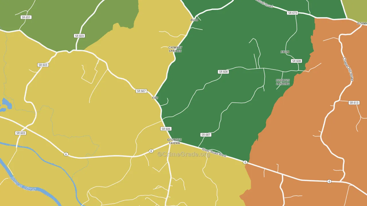 Georges Tavern, VA Map of Murder Rates