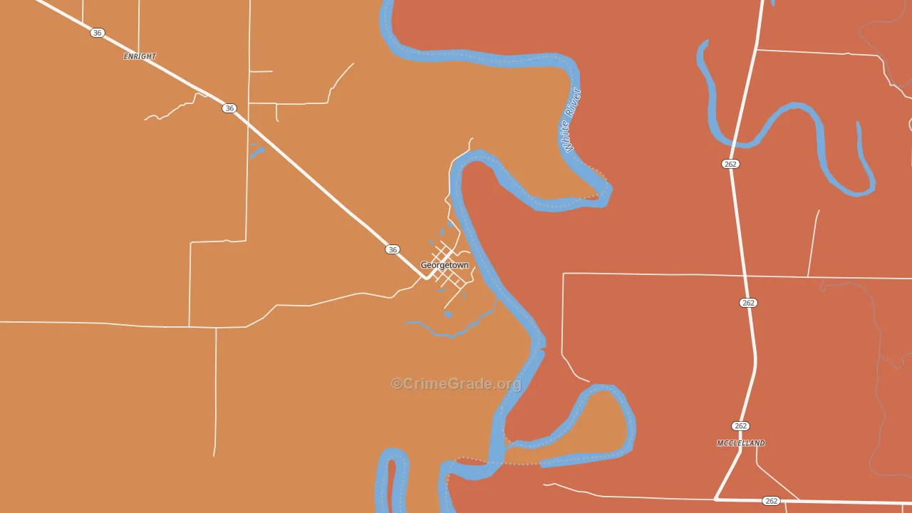 Georgetown, AR Map of Murder Rates