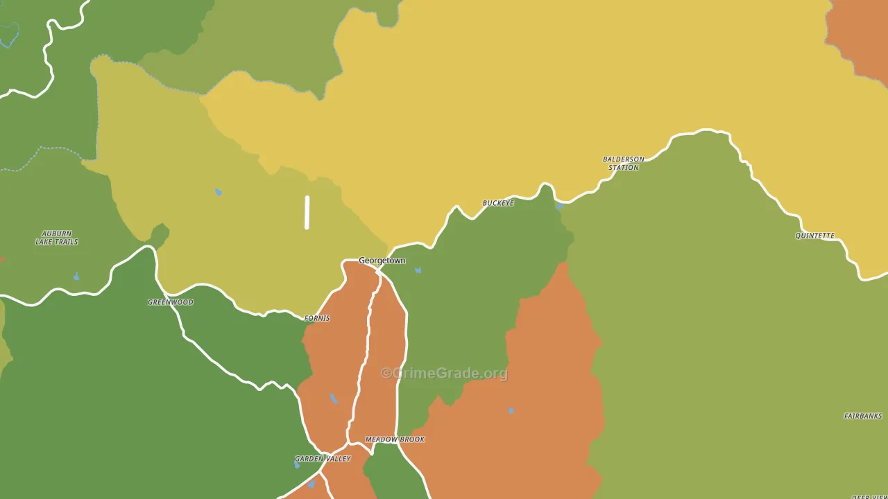 Georgetown, CA Map of Murder Rates