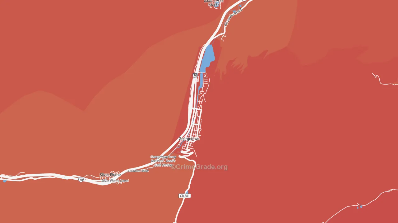 Georgetown, CO Map of Murder Rates