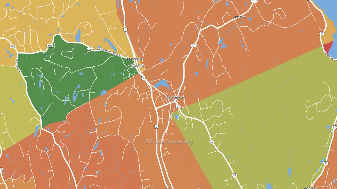 Georgetown, CT Map of Murder Rates