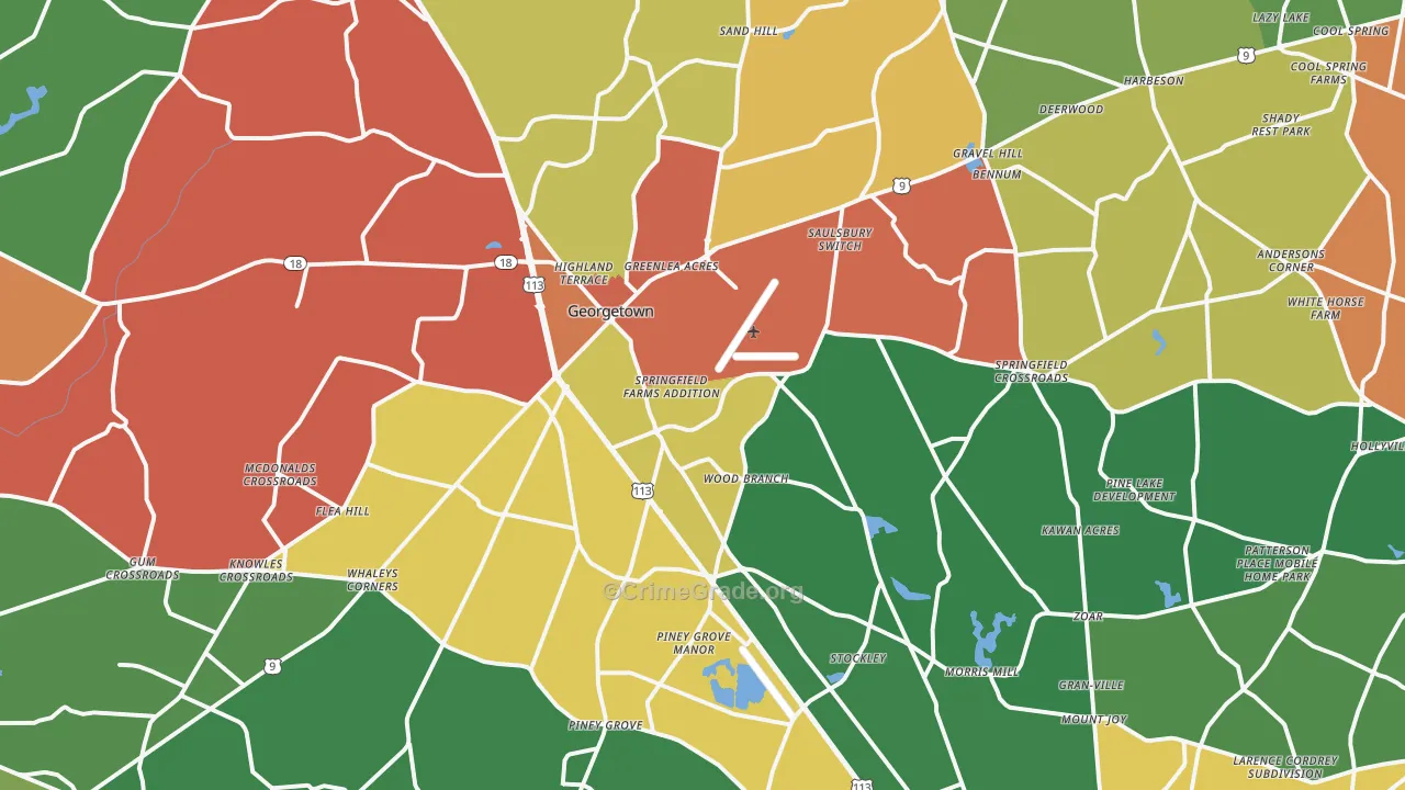 Georgetown, DE Map of Murder Rates