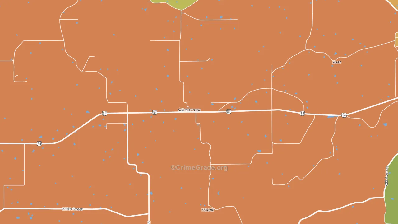 Georgetown, IA Map of Murder Rates