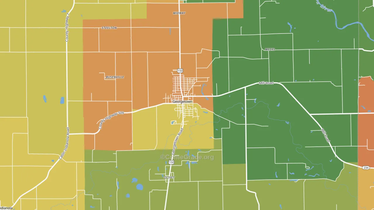 Georgetown, IL Map of Murder Rates