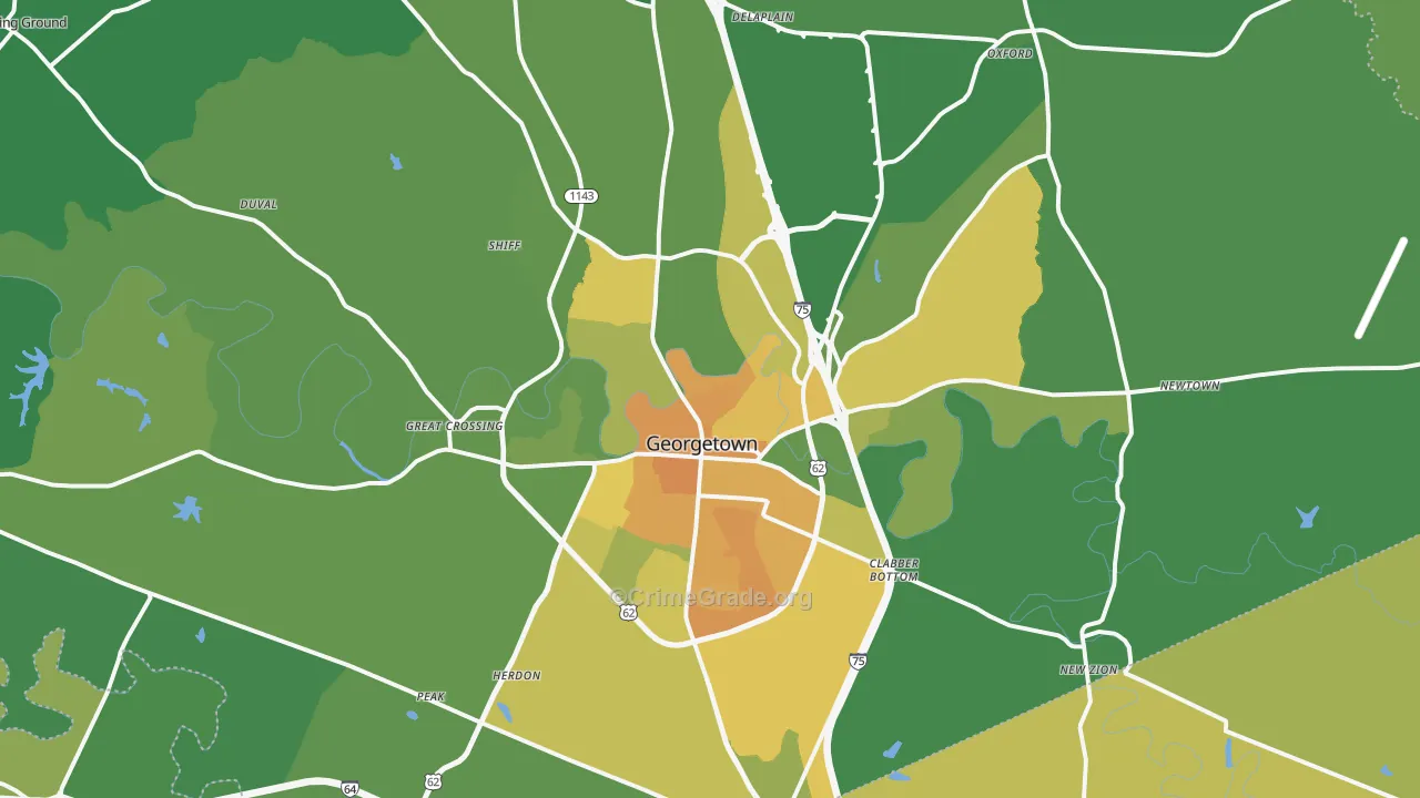 Georgetown, KY Map of Murder Rates