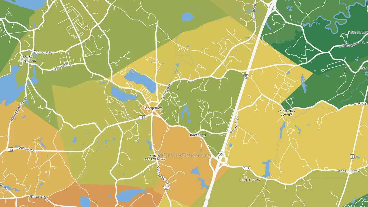 Georgetown, MA Map of Murder Rates