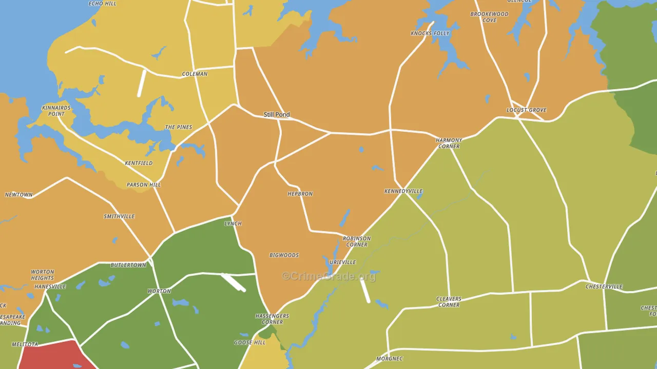 Georgetown, MD Map of Murder Rates
