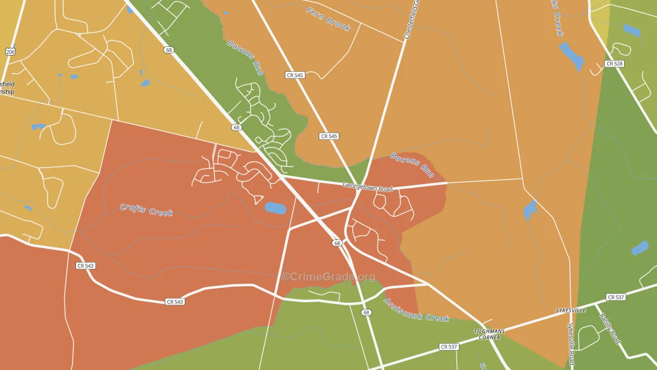 Georgetown, NJ Map of Murder Rates