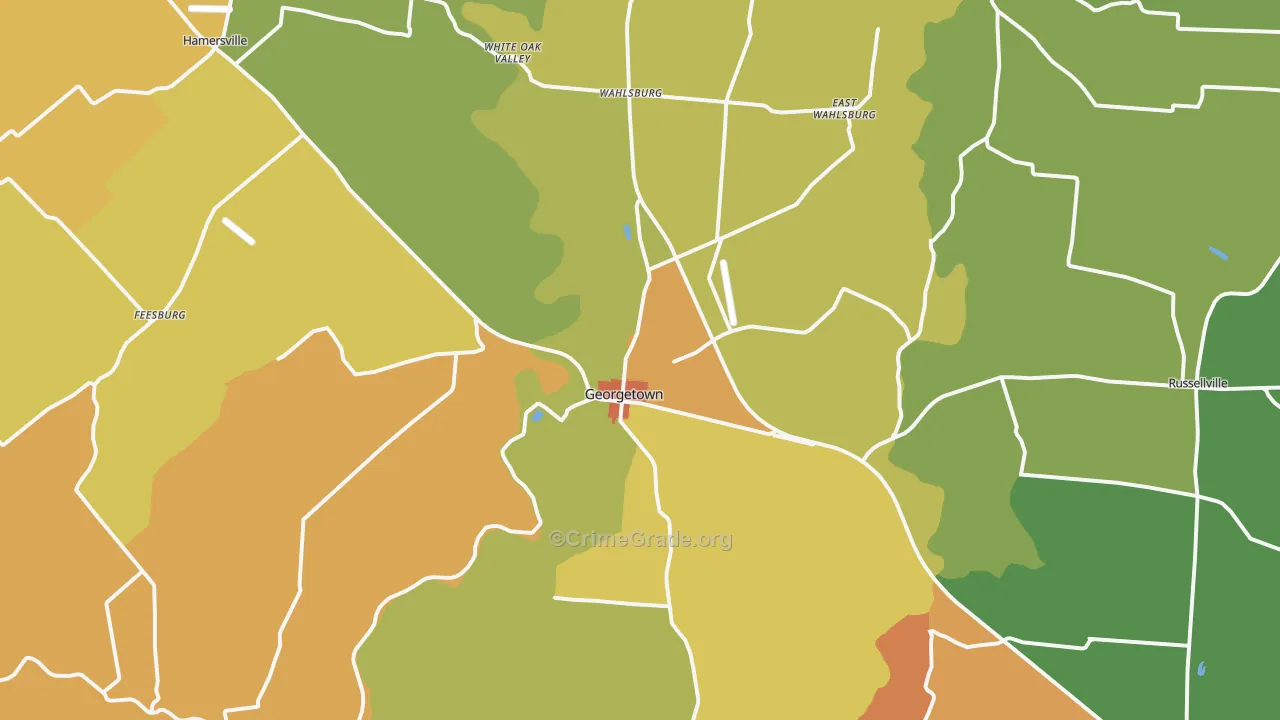 Georgetown, OH Map of Murder Rates