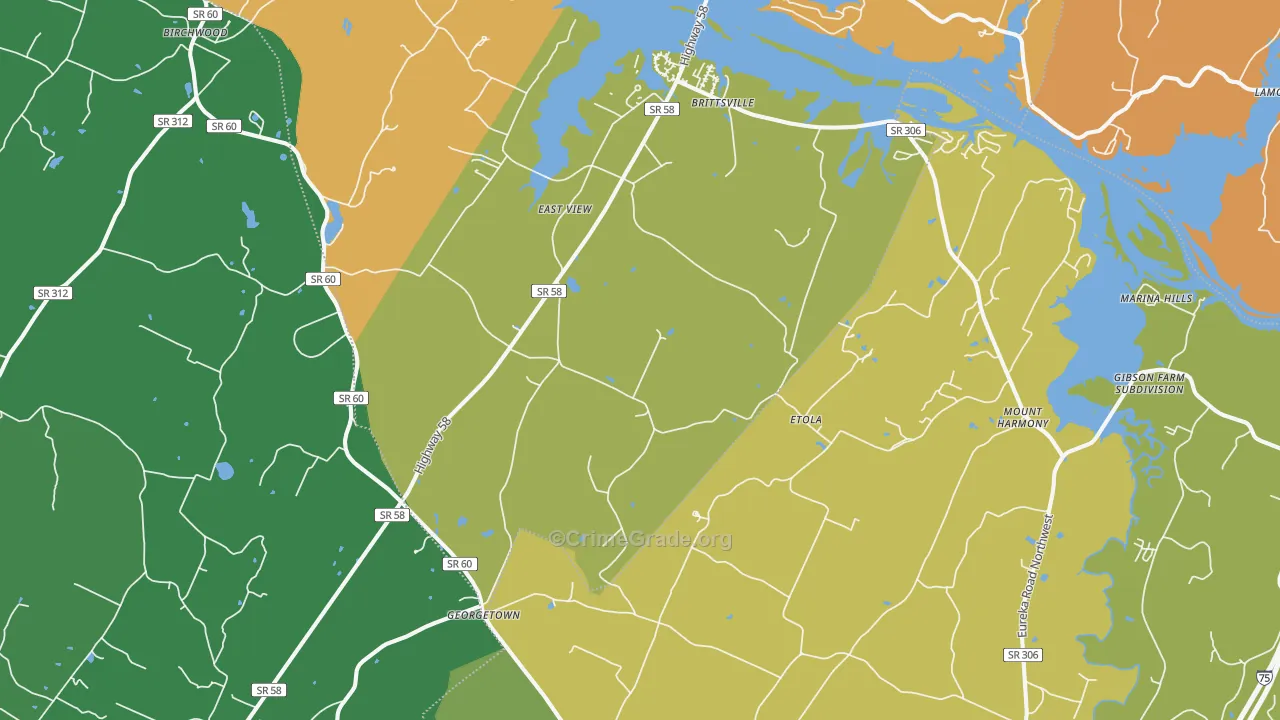 Georgetown, TN Map of Murder Rates