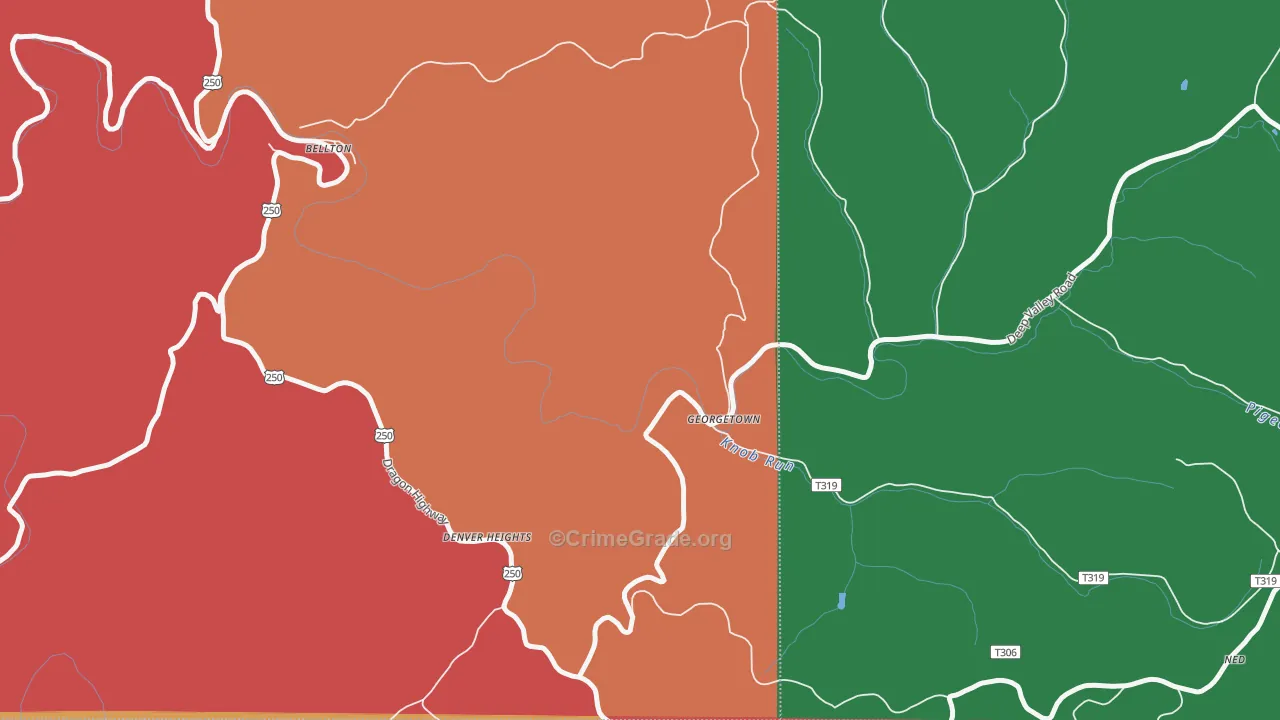 Georgetown, WV Map of Murder Rates