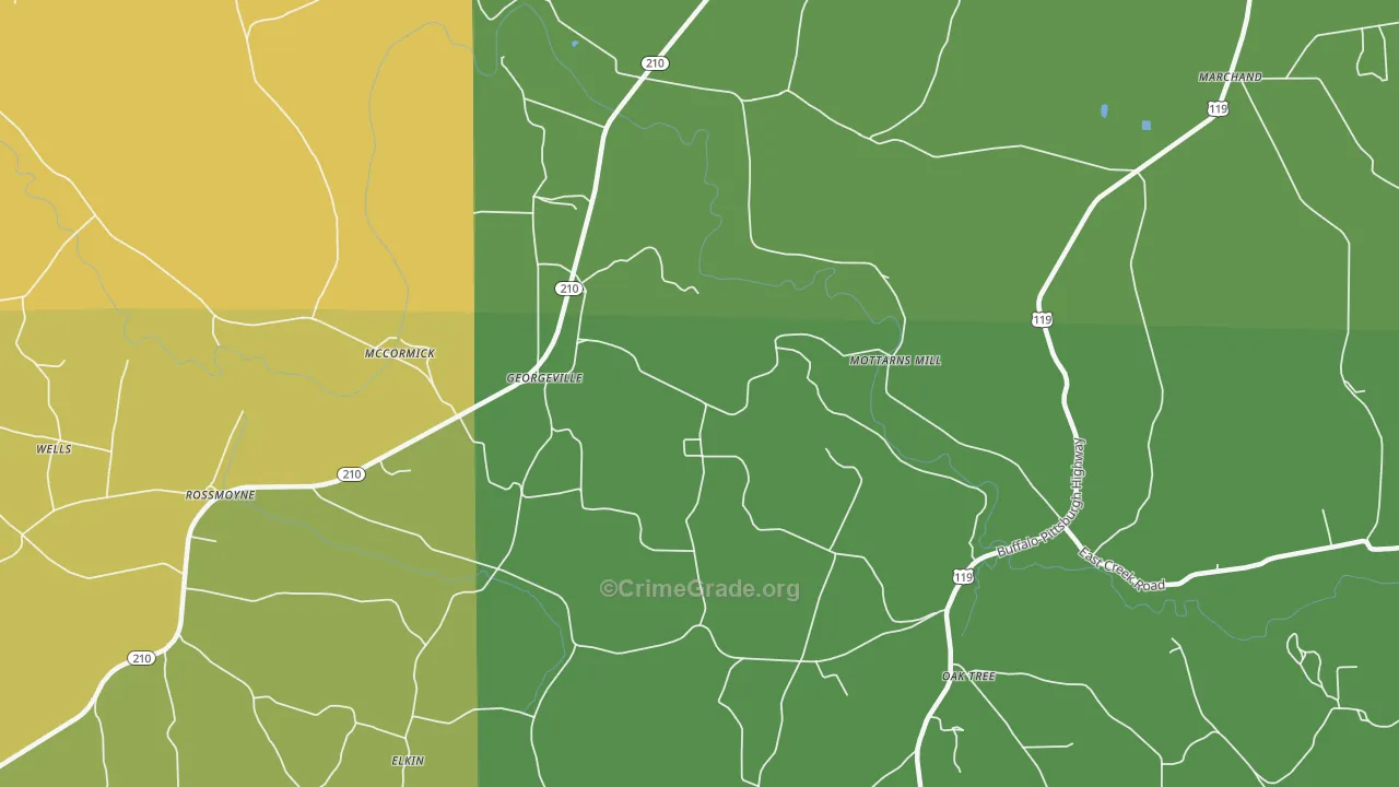 Georgeville, PA Map of Murder Rates