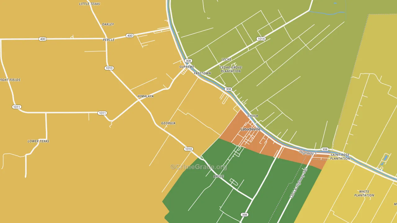 Georgia, LA Map of Murder Rates